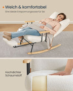 Schommelstoel met Verstelbare Rugleuning en Voetsteun – Crème Wit – 97 x 67 x 100 cm