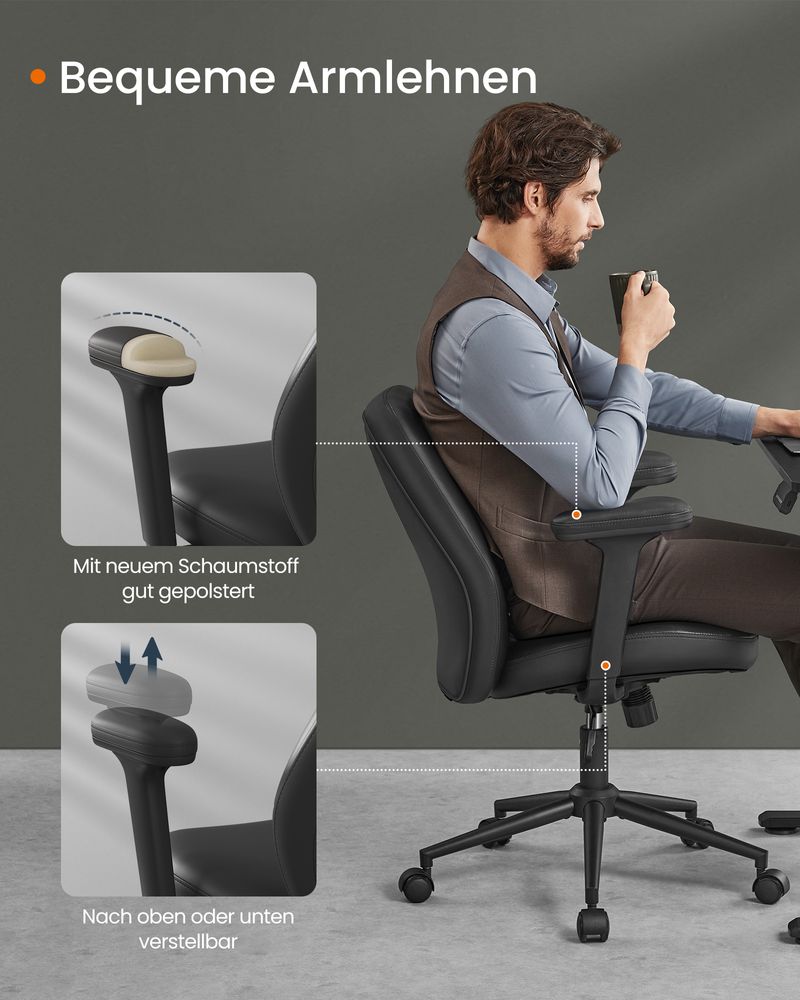 Bureaustoel Modern – Ergonomisch Design – In Hoogte Verstelbaar – Ademende Bekleding – Tot 120 kg