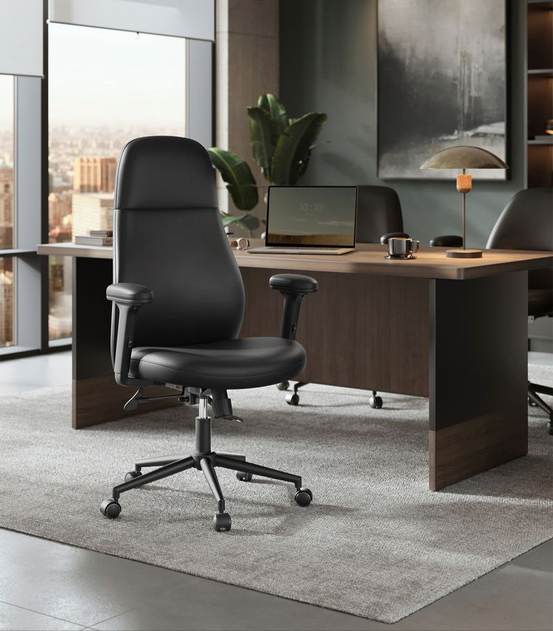 Ergonomische Bureaustoel Zwart – Verstelbaar – PU-Lederen Bekleding – Tot 150 kg Draagvermogen