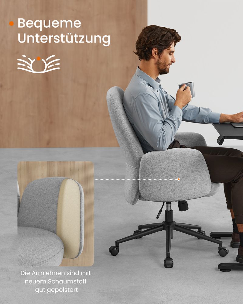 Ergonomische Bureaustoel – Ademend Linnenmix – Verstelbaar – Modern Design – Tot 150 kg Draagvermogen