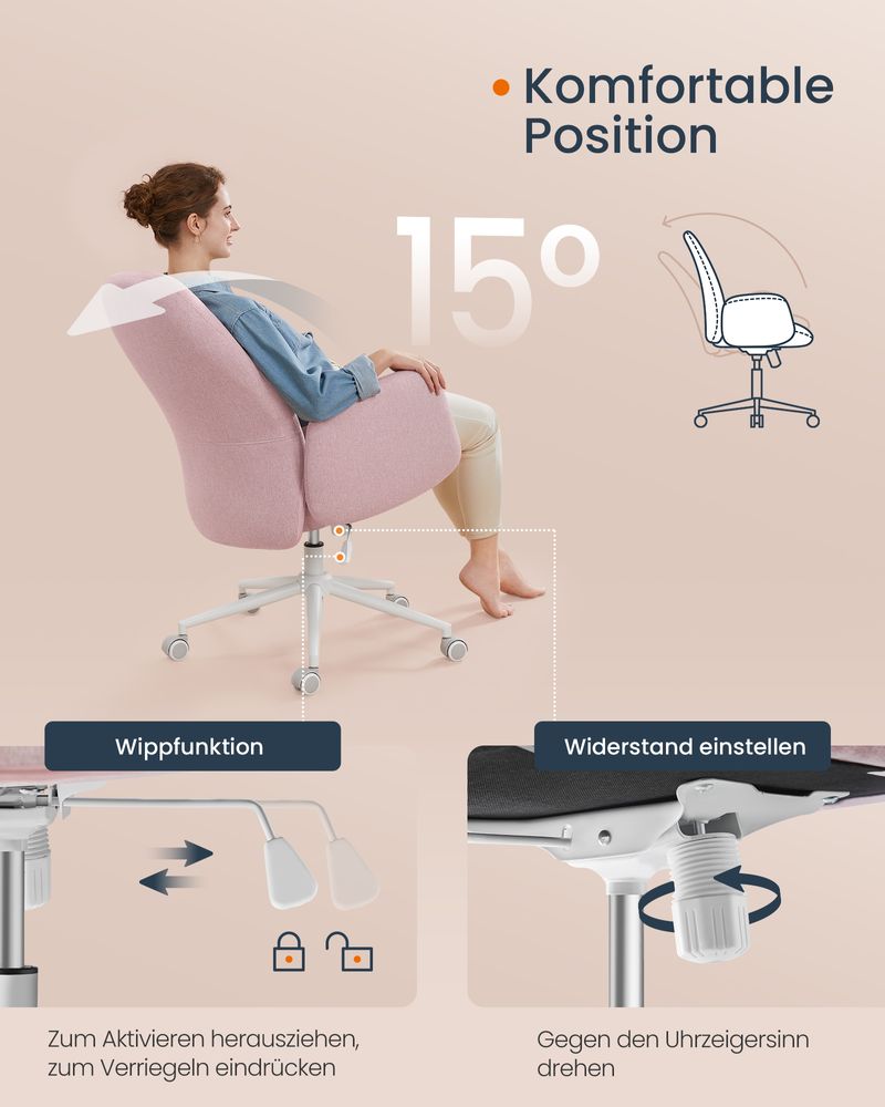 Ergonomische Bureaustoel – Ademend Linnenmix – Verstelbaar – Modern Design – Tot 150 kg Draagvermogen