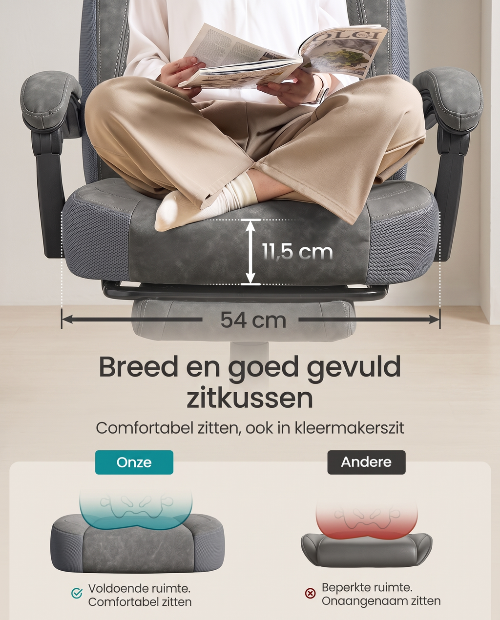 Gamestoel met Voetsteun – Ergonomisch – Kantelbaar – Extra Breed Zitvlak – In Hoogte Verstelbaar