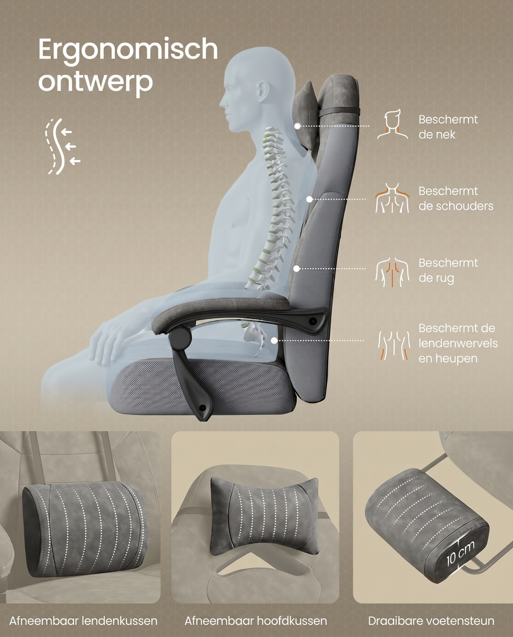 Gamestoel met Voetsteun – Ergonomisch – Kantelbaar – Extra Breed Zitvlak – In Hoogte Verstelbaar