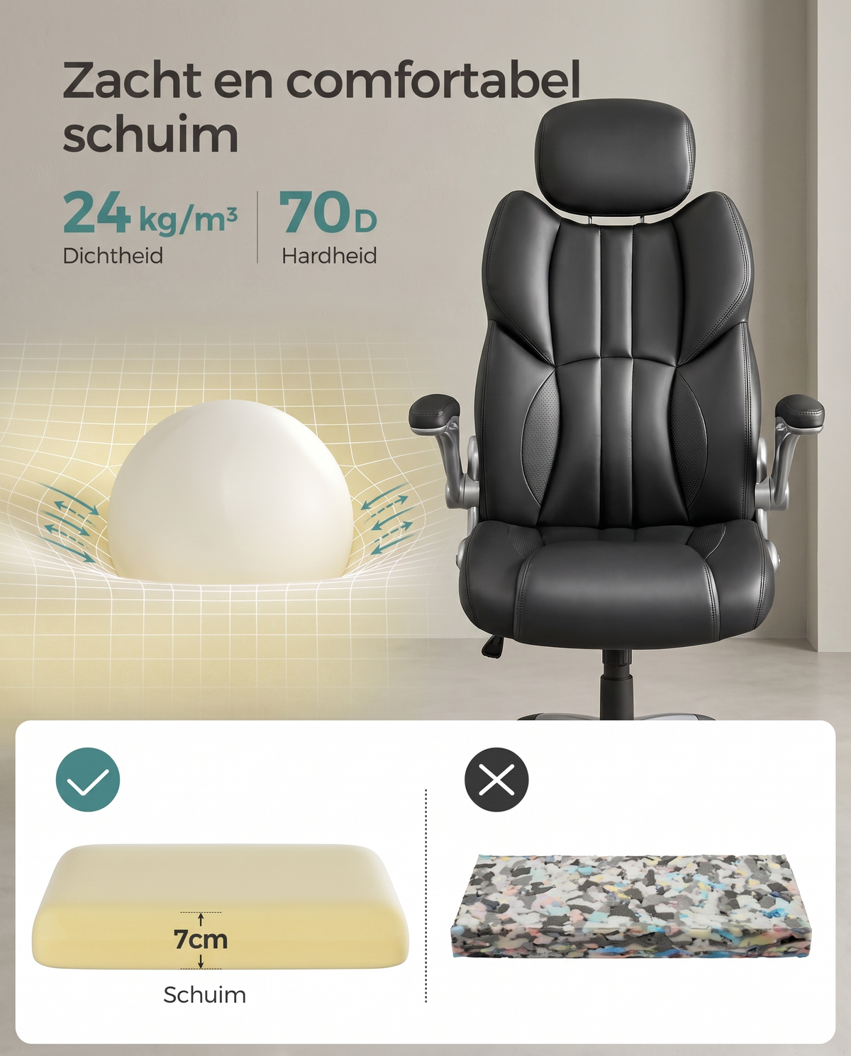 Ergonomische Bureaustoel Leder – Directiestoel – Belastbaar tot 150 kg