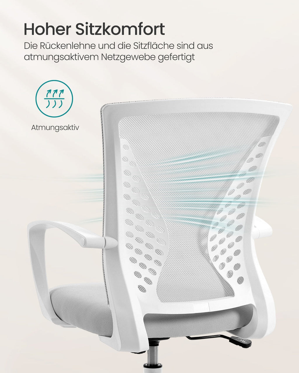 Ergonomische Bureaustoel – Mesh Rugleuning – In Hoogte Verstelbaar – Wipfunctie