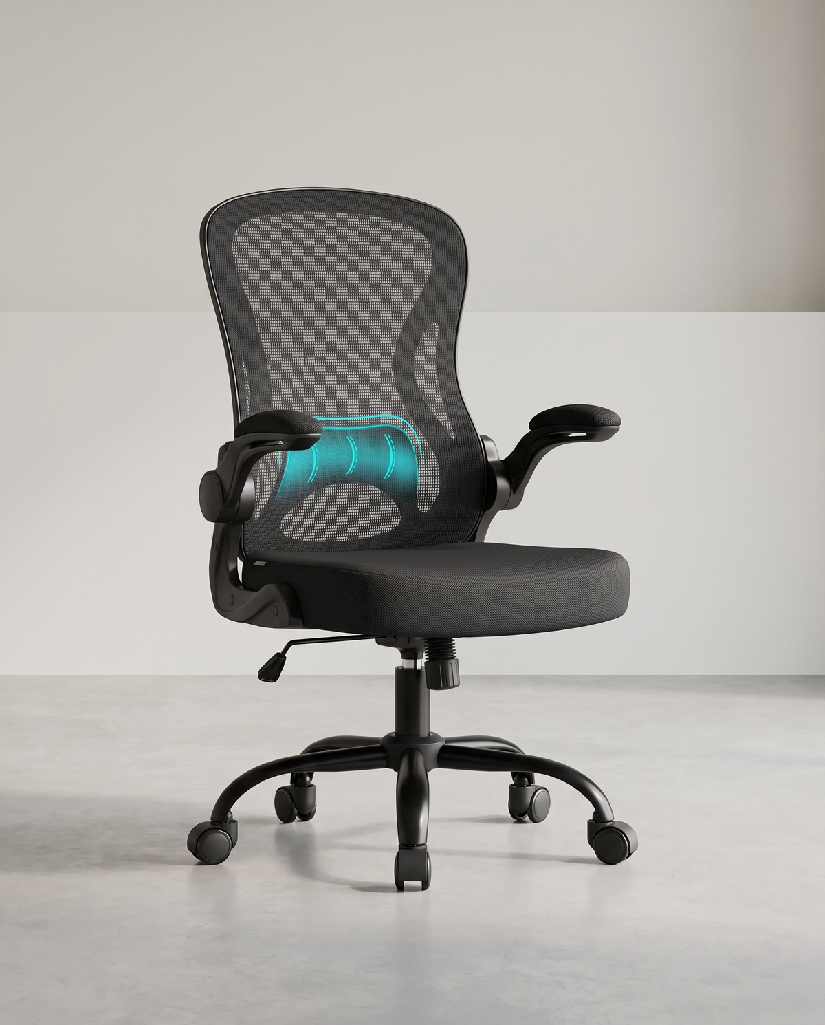 Ergonomische Bureaustoel – In Hoogte Verstelbaar – Inklapbare Armleuningen – Ademend Netstof