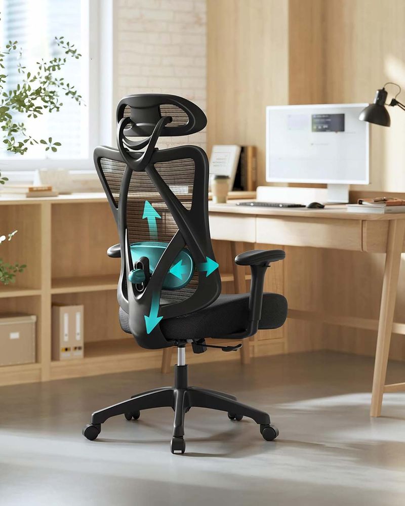 Ergonomische Bureaustoel – Verstelbare Hoofdsteun En Lendensteun – Mesh Office Chair – Belastbaar Tot 150 kg