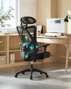 Ergonomische Bureaustoel – Verstelbare Hoofdsteun En Lendensteun – Mesh Office Chair – Belastbaar Tot 150 kg