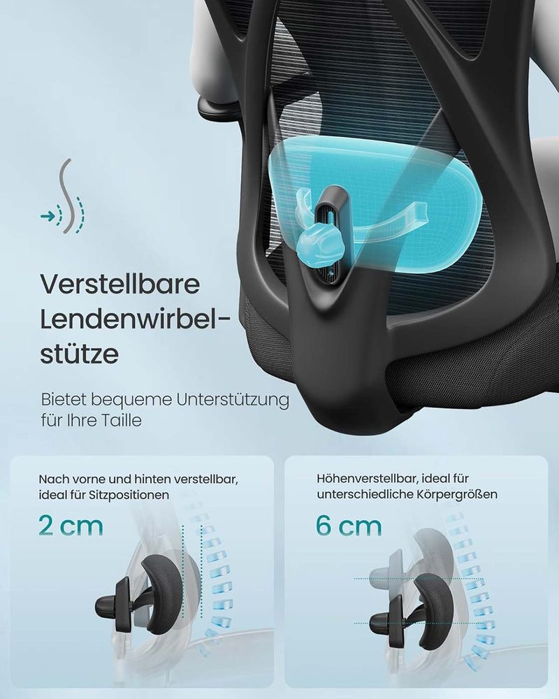 Ergonomische Bureaustoel – Verstelbare Hoofdsteun En Lendensteun – Mesh Office Chair – Belastbaar Tot 150 kg