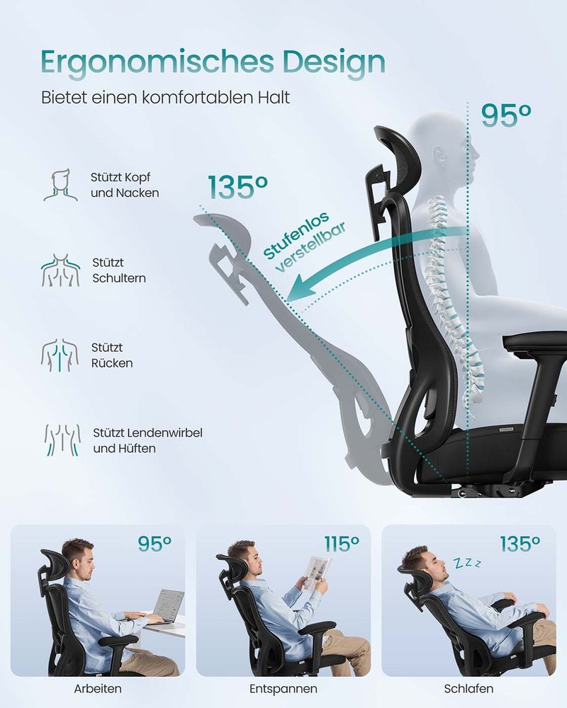 Ergonomische Bureaustoel Met Verstelbare Hoofdsteun – Ademend, Comfortabel en Duurzaam Ontworpen