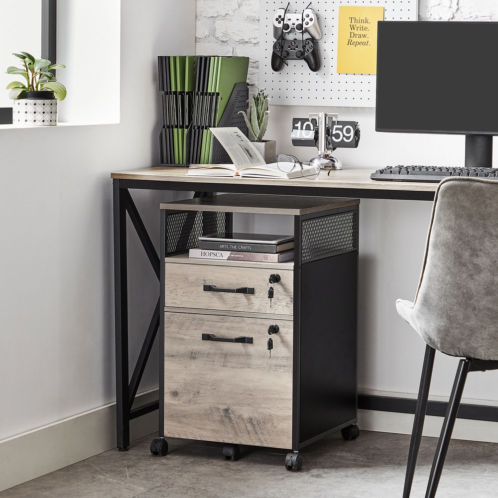 Mobiele Archiefkast met Laden – Industrieel Design – Hangmappenlade – 69 cm Hoog – Op Wielen – Tot 60 kg Draagvermogen