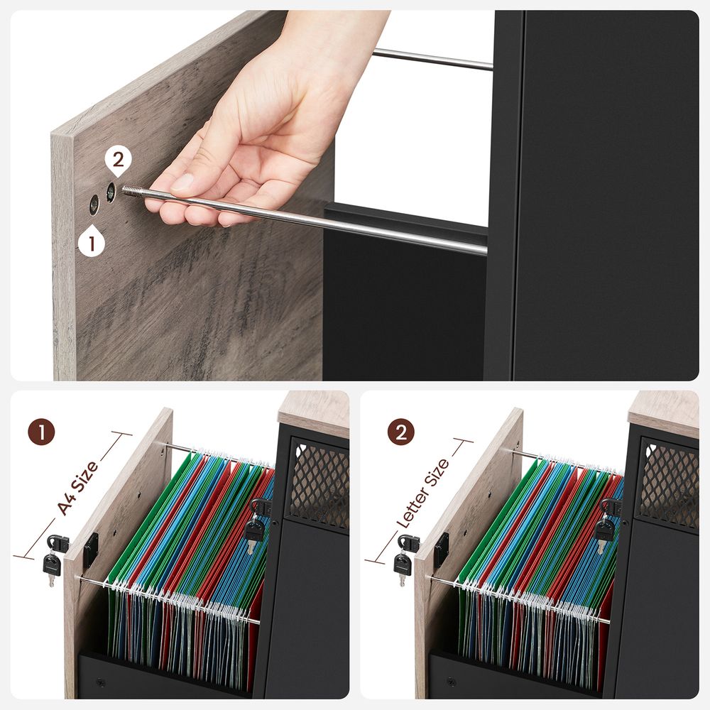 Mobiele Archiefkast met Laden – Industrieel Design – Hangmappenlade – 69 cm Hoog – Op Wielen – Tot 60 kg Draagvermogen
