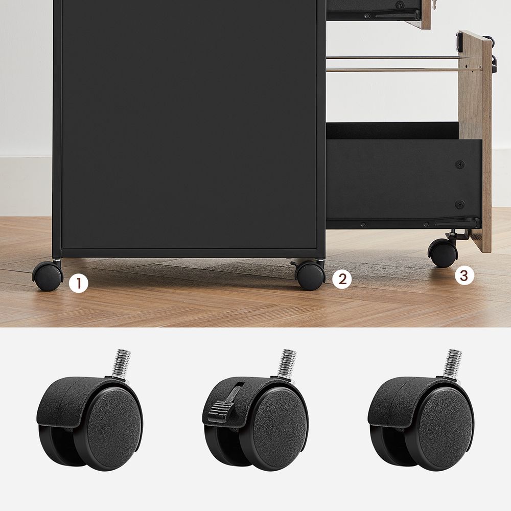 Mobiele Archiefkast met Laden – Industrieel Design – Hangmappenlade – 69 cm Hoog – Op Wielen – Tot 60 kg Draagvermogen