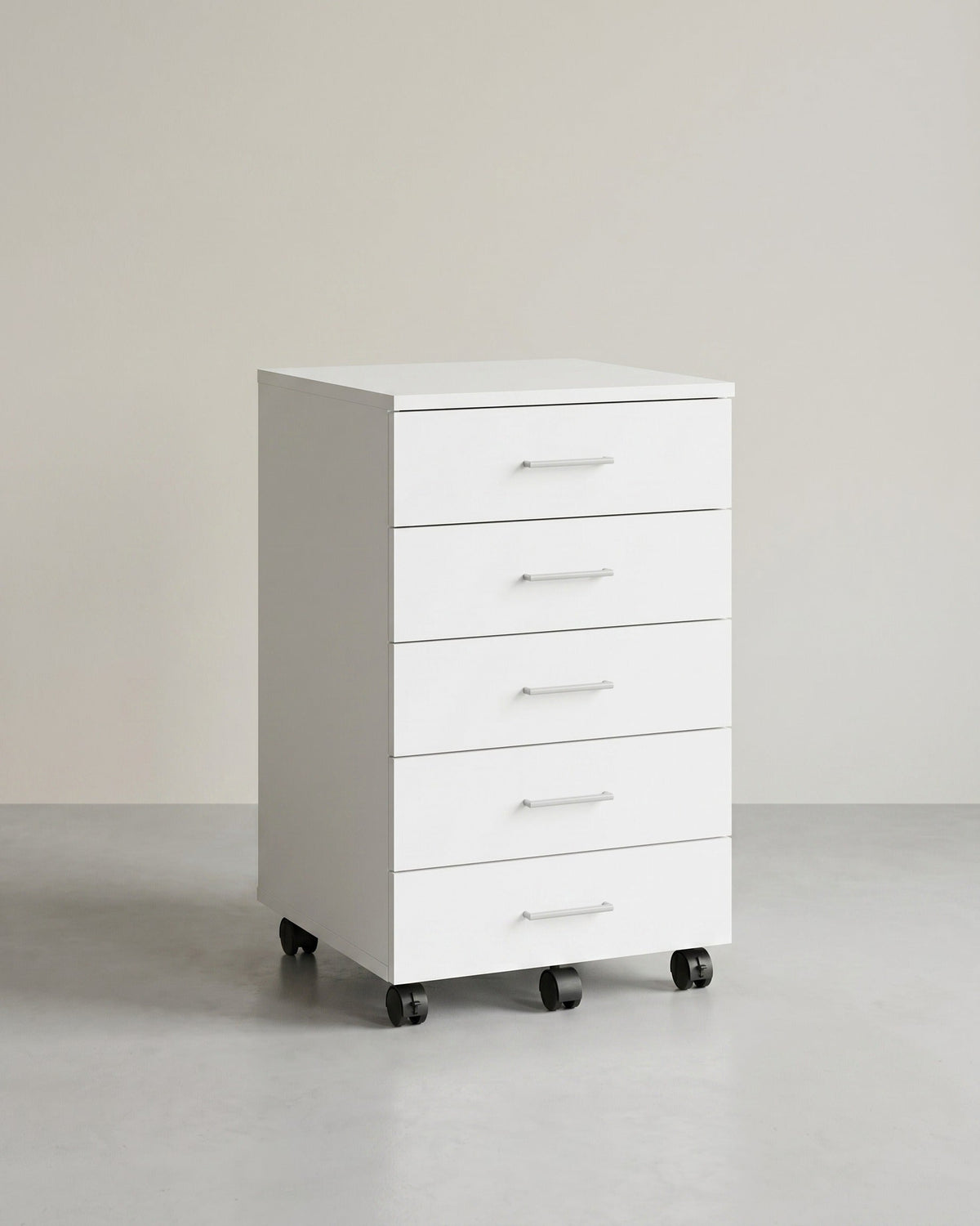 Rolcontainer met 5 Lades – 40 x 42 x 65,7 cm – Wit