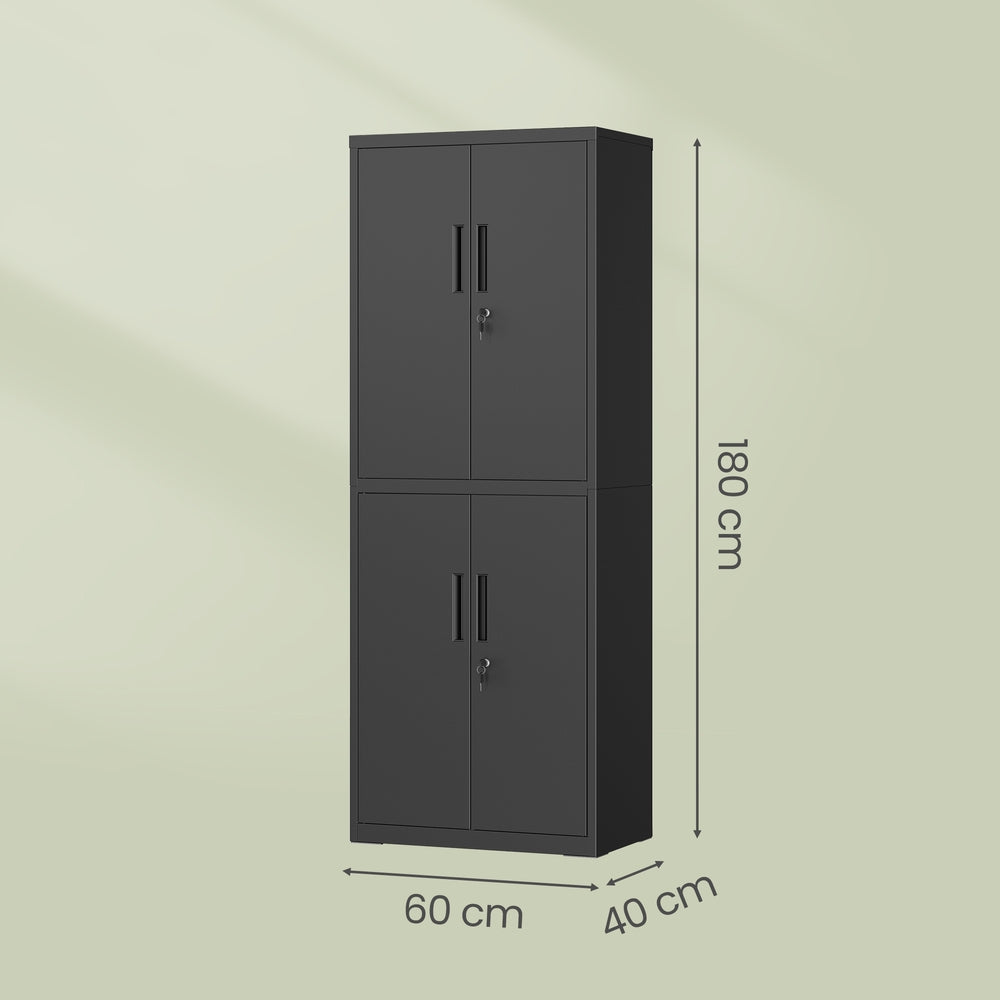 Archiefkast - Staal - 4 Deuren En 5 Niveaus - 180 cm Hoog Met Sloten