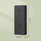 Archiefkast - Staal - 4 Deuren En 5 Niveaus - 180 cm Hoog Met Sloten