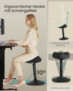 Ergonomische Werkkruk – In Hoogte Verstelbare Staande Kruk – 360° Kantelbaar – Antislip – Tot 130 kg