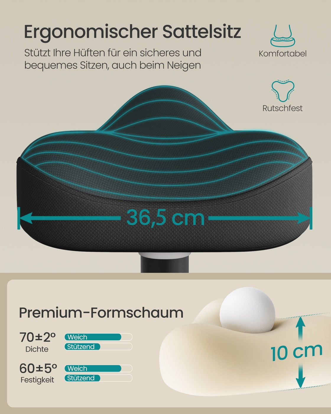 Ergonomische Werkkruk – In Hoogte Verstelbare Staande Kruk – 360° Kantelbaar – Antislip – Tot 130 kg