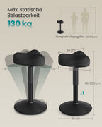 Ergonomische Werkkruk – In Hoogte Verstelbare Staande Kruk – 360° Kantelbaar – Antislip – Tot 130 kg