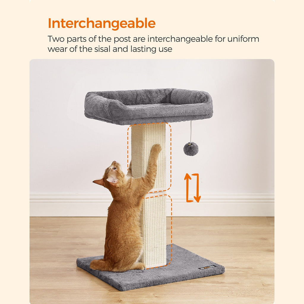Krabpaal Met Verhoogd Ligbed - Stevige Sisal Krabzuil - Inclusief Speelbal