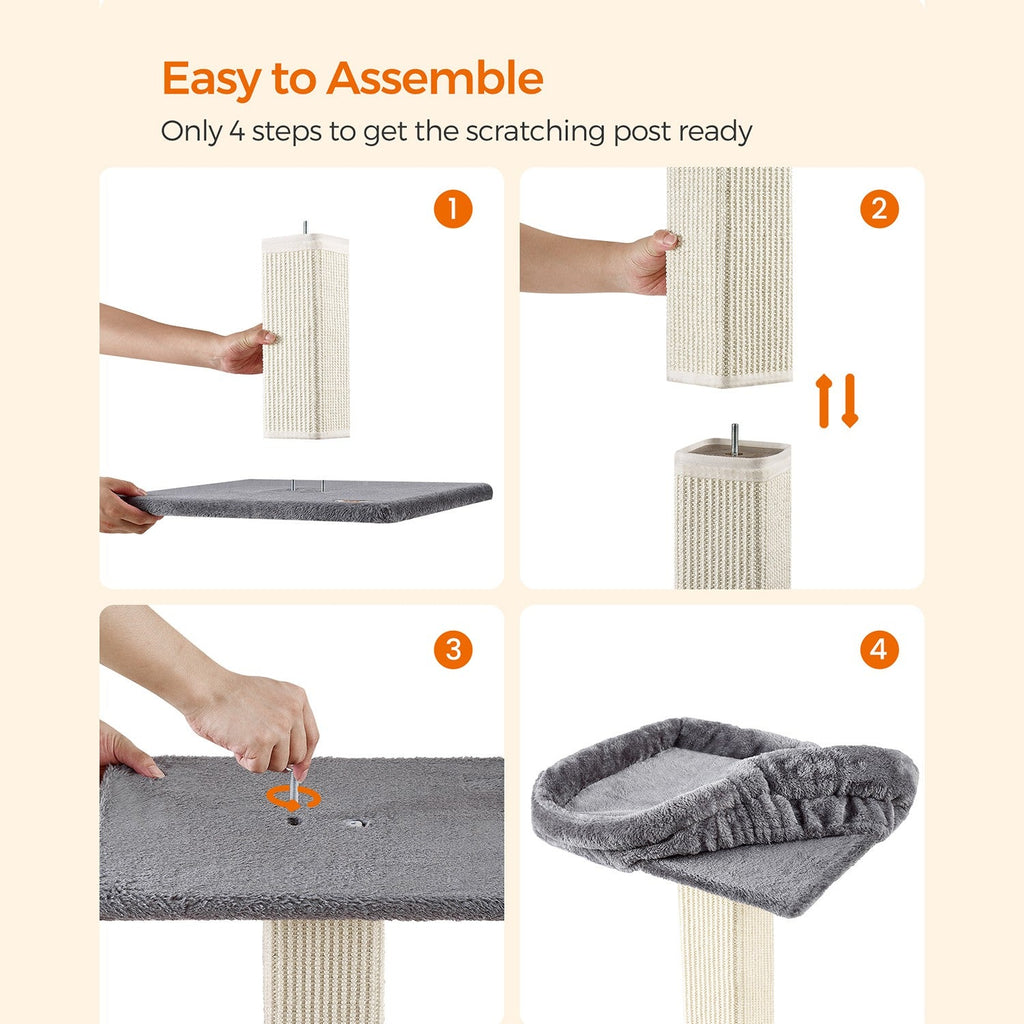 Krabpaal Met Verhoogd Ligbed - Stevige Sisal Krabzuil - Inclusief Speelbal