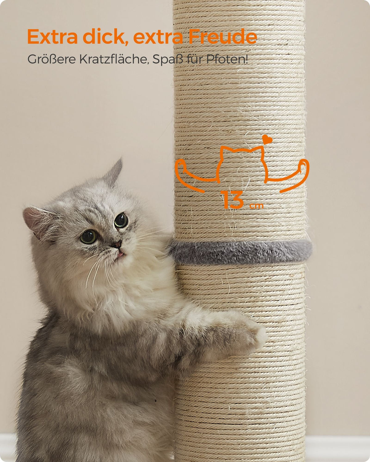 Kattenkrabpaal – 85 cm Hoog – Extra Dikke Sisalpaal – Stabiele Basis – Met Speelbal