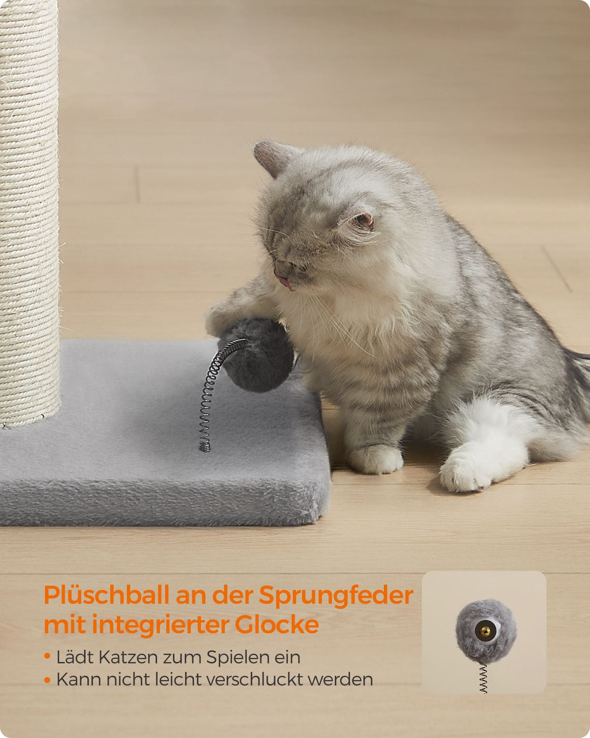 Kattenkrabpaal – 85 cm Hoog – Extra Dikke Sisalpaal – Stabiele Basis – Met Speelbal