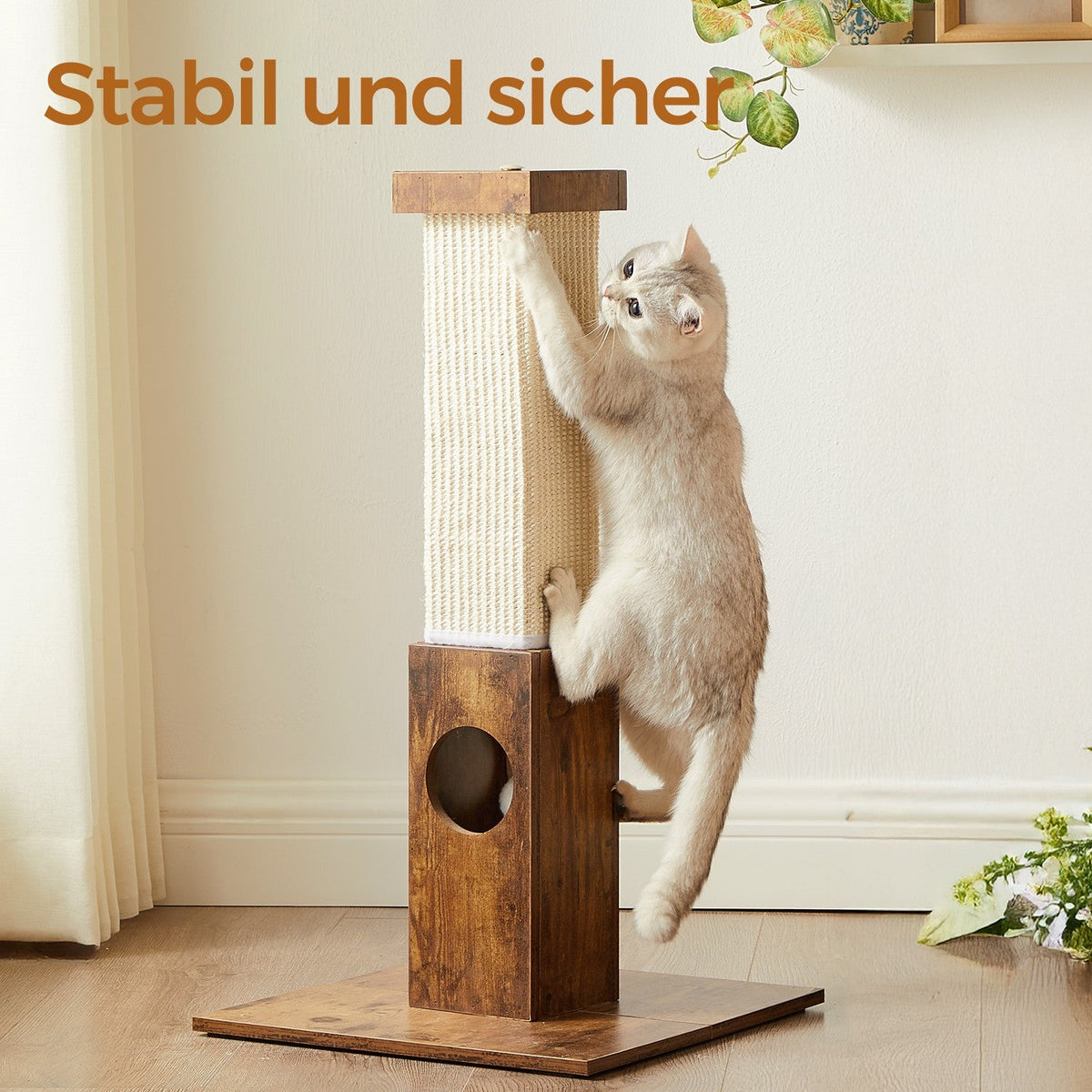 Kattenkrabpaal – 73 cm Hoog – Sisaltouw – Antislip Basis – Beschermt Meubels