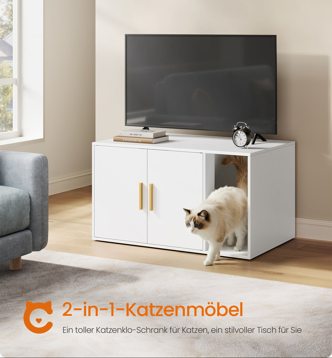 Kattenhuis Meubel - Met Uitneembare Tussenwand - Geschikt Als Bijzettafel
