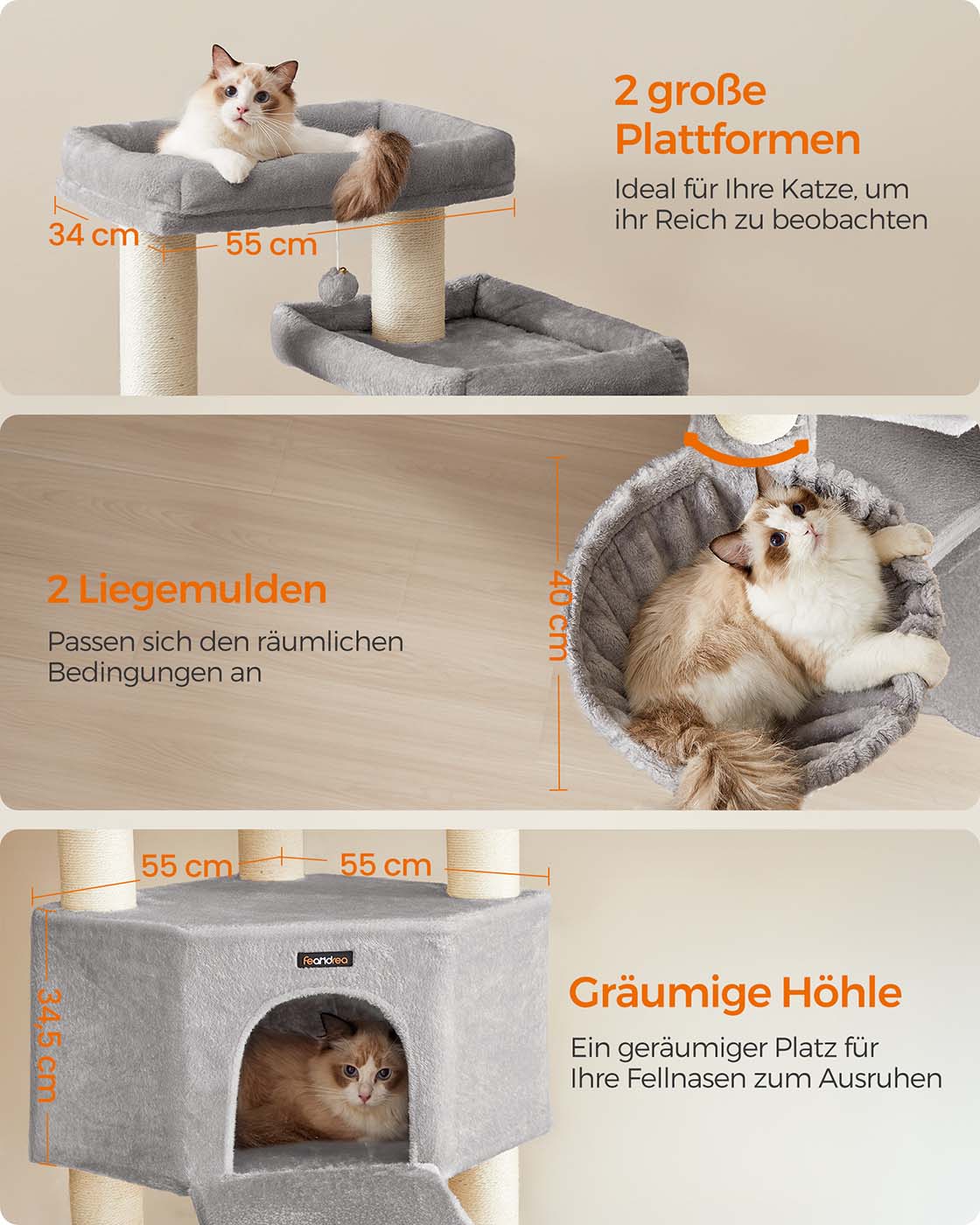 Kattenkrabpaal – XXL Krabmeubel met 13 Krabpalen – 187 cm Hoog