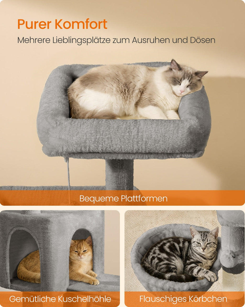 Krabpaal Met 3 Plateaus - Stevige Sisal Wikkeling - Voor Kleine En Middelgrote Katten