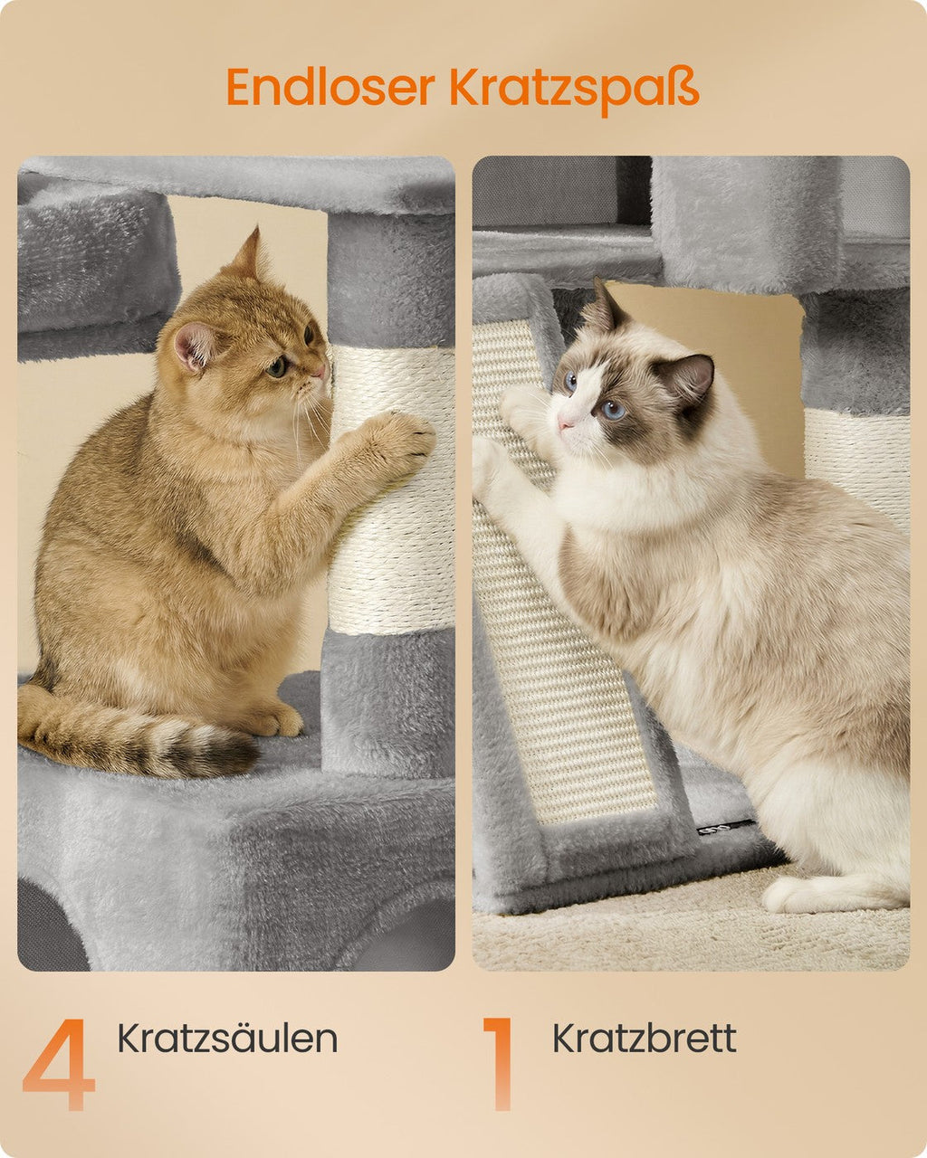Krabpaal Met 3 Plateaus - Stevige Sisal Wikkeling - Voor Kleine En Middelgrote Katten