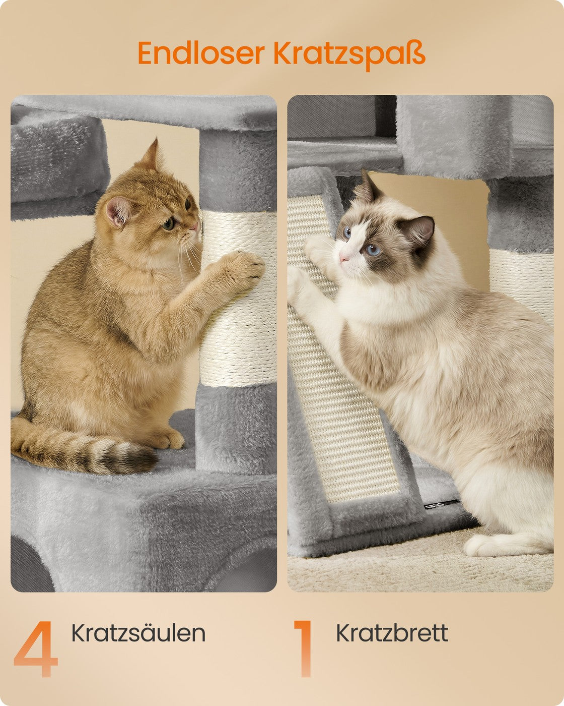 Krabpaal Met 3 Plateaus - Stevige Sisal Wikkeling - Voor Kleine En Middelgrote Katten