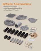 Krabpaal voor Katten 141 cm – Met Hangmat, Speeltunnel & Huisje – Sisal Kattentoren voor Meerdere Katten