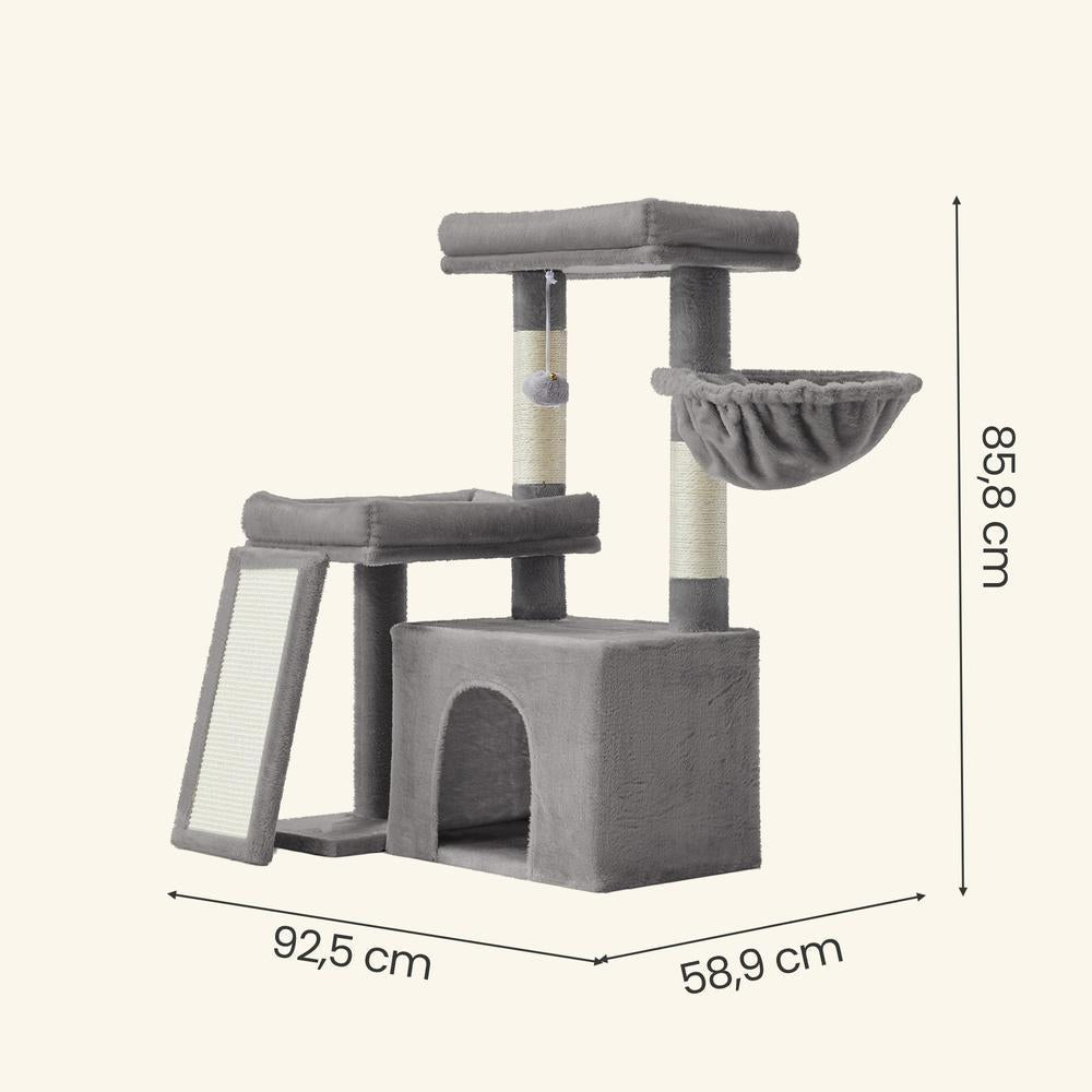 Krabpaal Met Grot - Met Helling Mandje En 2 Platforms - Met Sisal