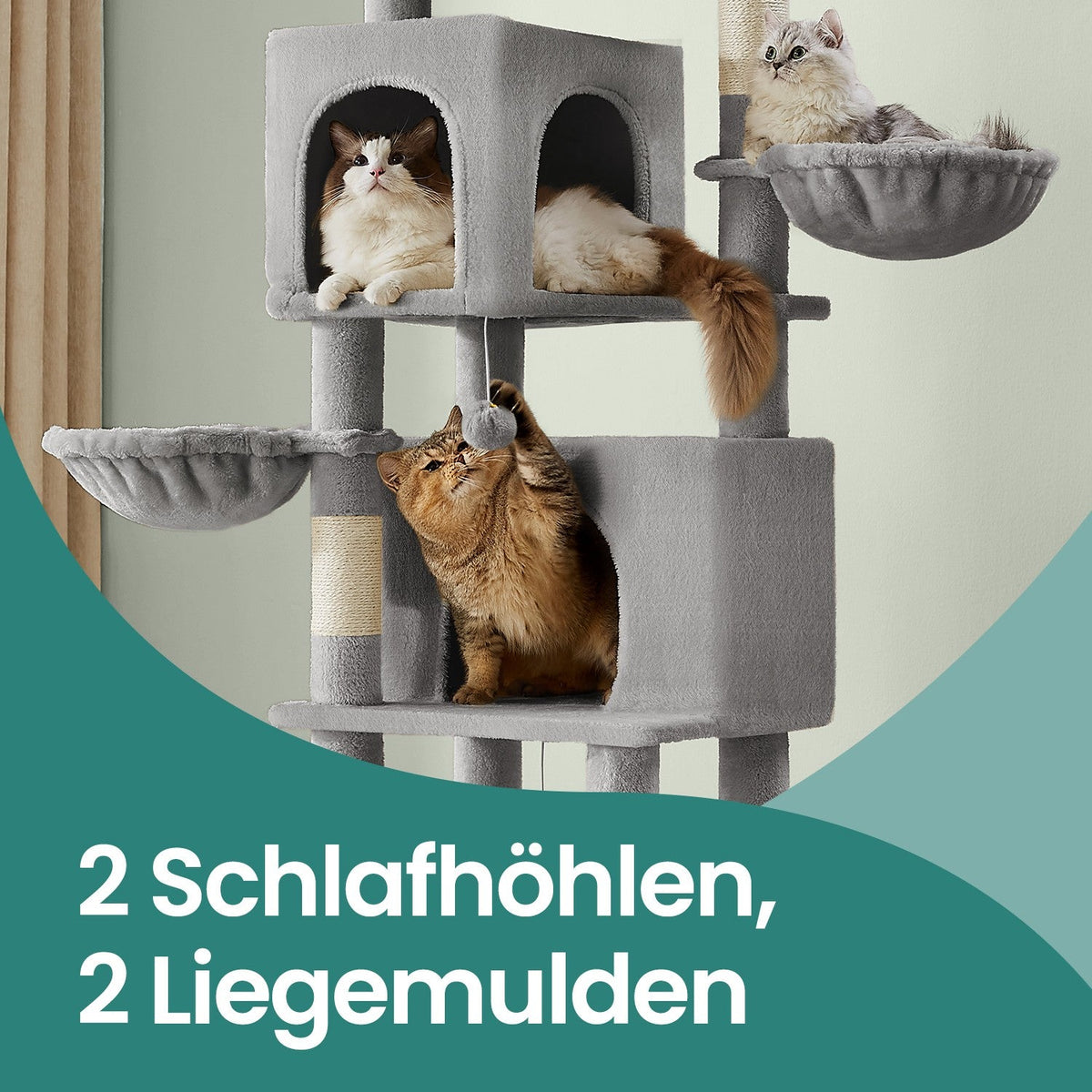 Luxe Krabpaal Met Meerdere Verdiepingen – Comfortabel Kattenhuis Met Hangmat, Krabpalen en Speelaccessoires