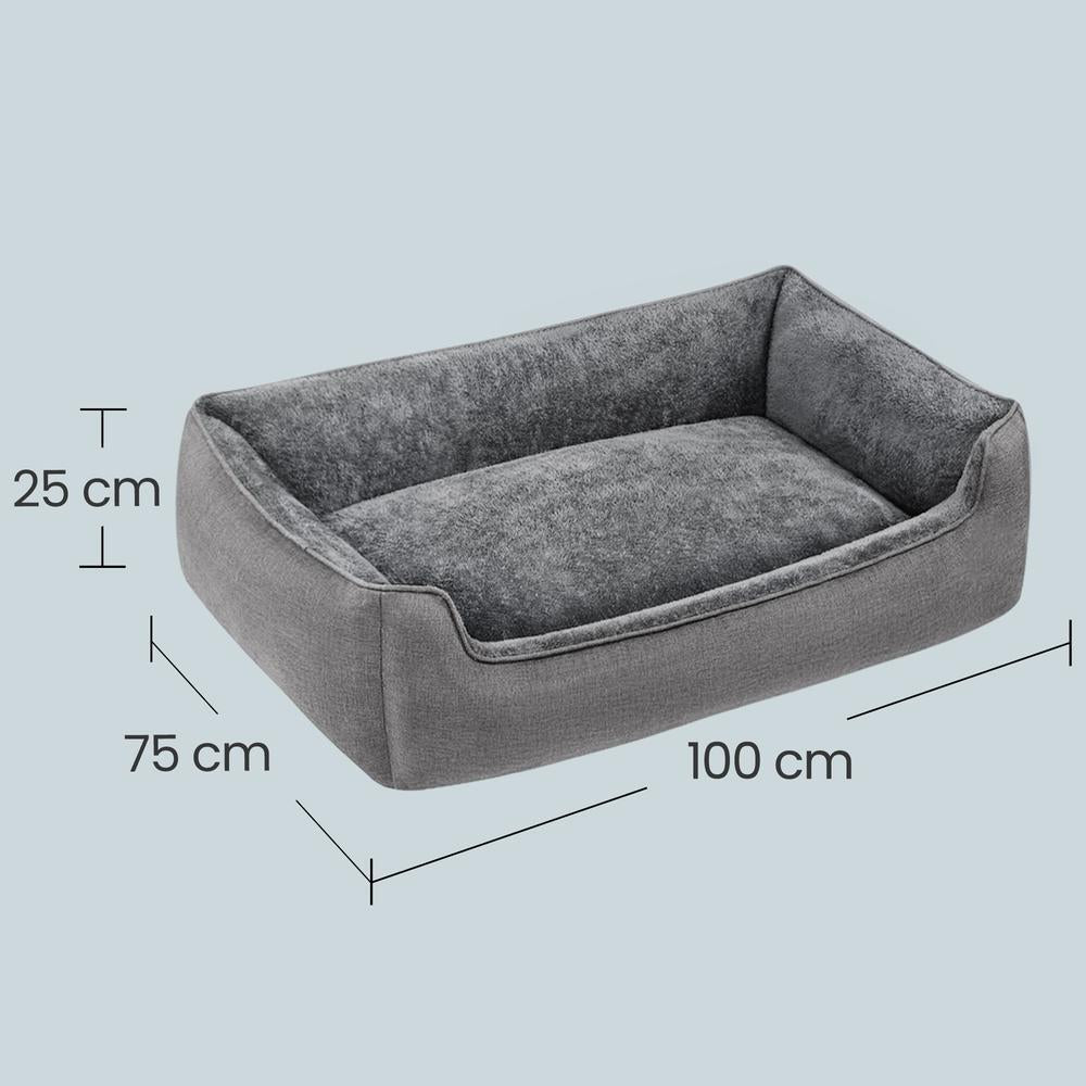 Hondenmand Met Verhoogde Randen - Linnenlook Met Afneembare Hoes - Voor Hond En Kat