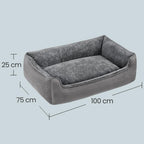 Hondenmand Met Verhoogde Randen - Linnenlook Met Afneembare Hoes - Voor Hond En Kat
