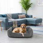 Hondenmand Met Verhoogde Randen - Linnenlook Met Afneembare Hoes - Voor Hond En Kat
