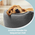 Hondenmand Met Verhoogde Randen - Linnenlook Met Afneembare Hoes - Voor Hond En Kat