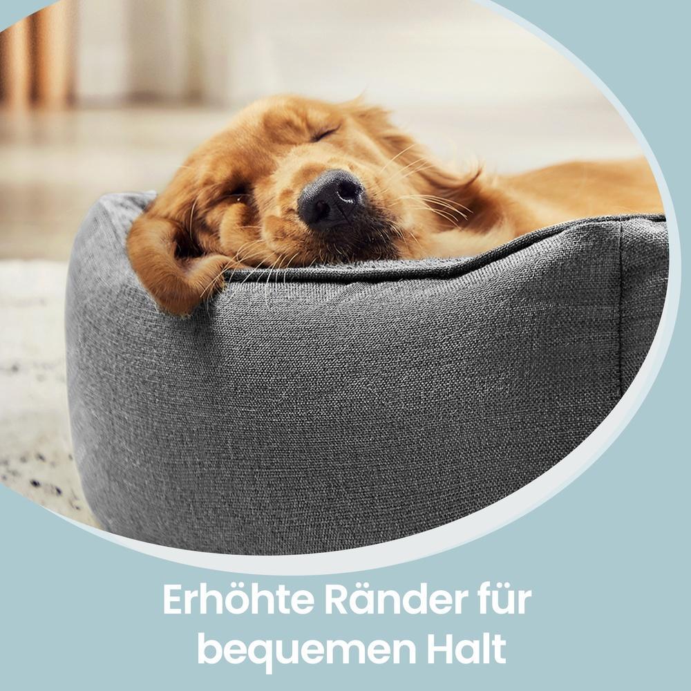 Hondenmand Met Verhoogde Randen - Linnenlook Met Afneembare Hoes - Voor Hond En Kat