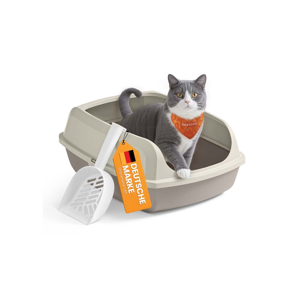 Kattenbak XL – Open Bovenkant – Hoge Zijwanden – Met Schep – Eenvoudig Schoon te Maken – Geschikt Voor Grote Katten
