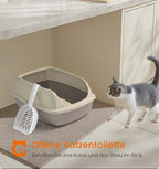 Kattenbak XL – Open Bovenkant – Hoge Zijwanden – Met Schep – Eenvoudig Schoon te Maken – Geschikt Voor Grote Katten