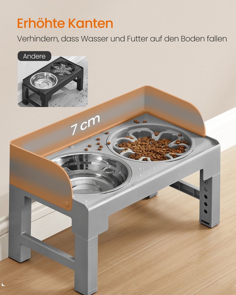 Verstelbare Hondenvoerbak – 6 Hoogten – Met RVS Voer- En Drinkbakken – Antislip En Inklapbaar – Met Slow-Feeder Kom