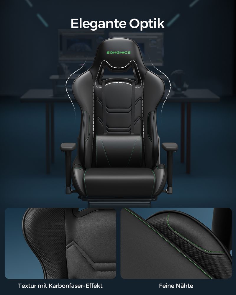 Gamestoel Ergonomisch – Gaming Bureaustoel met Voetensteun – Kantelfunctie – Tot 150 kg
