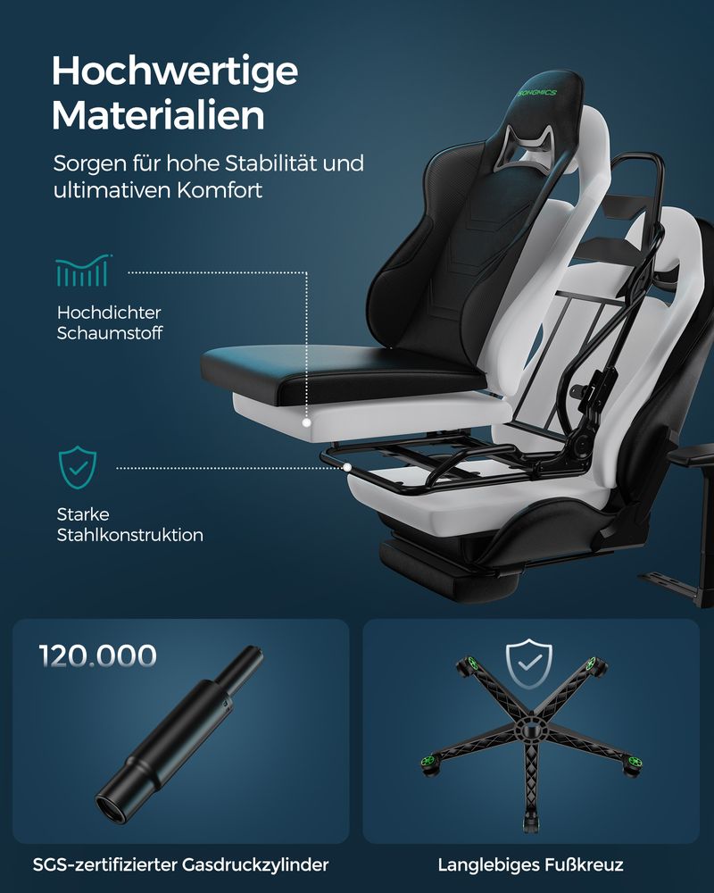 Gamestoel Ergonomisch – Gaming Bureaustoel met Voetensteun – Kantelfunctie – Tot 150 kg