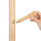 Kapstok van Massief Rubberhout – Vrijstaand – 8 Haken – Verstelbare Hoogte – 47 x 47 x 175 cm – Naturel
