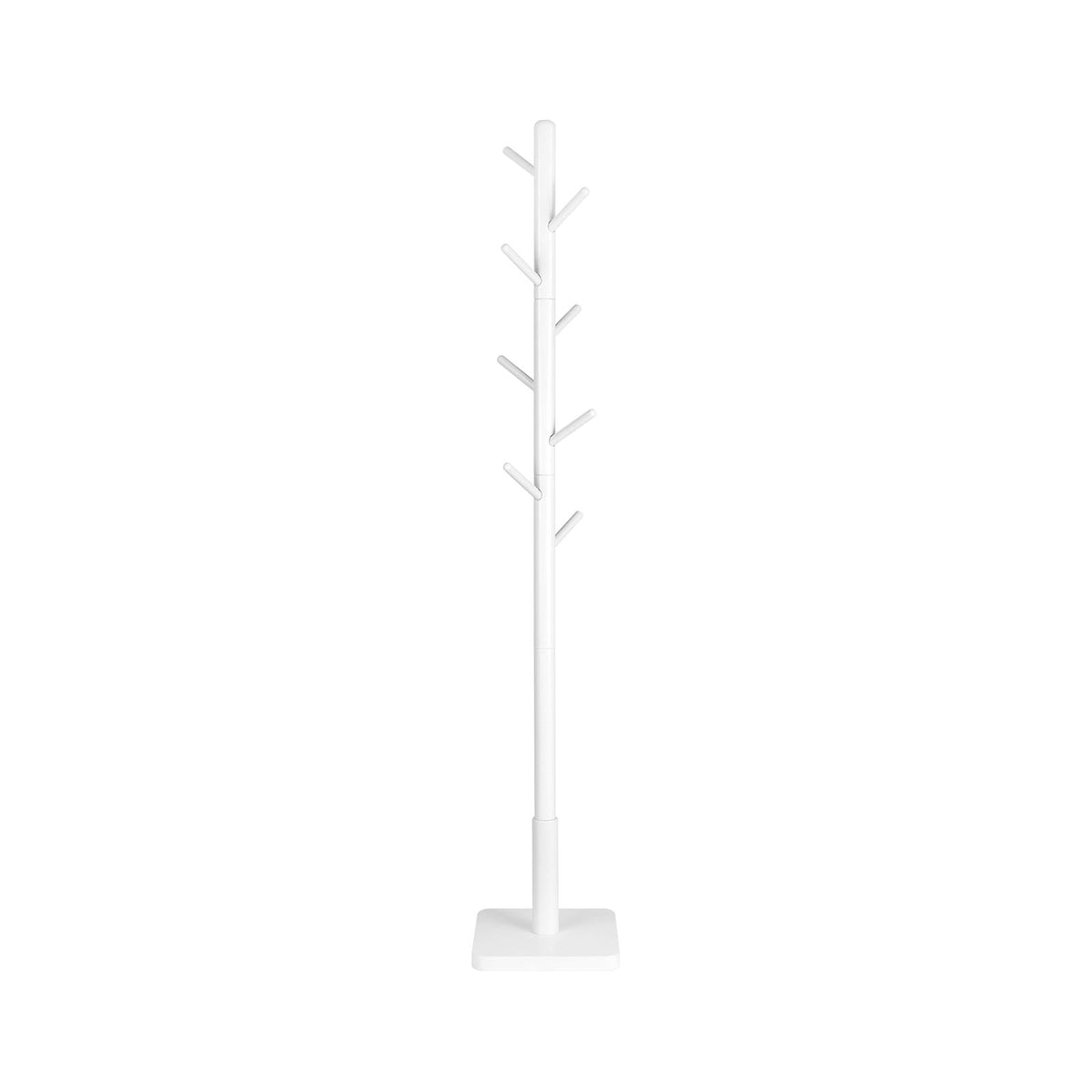 Vrijstaande Kapstok – Modern Design – 8 Haken – Massief Rubberhout – 30 x 30 x 175 cm – Wit