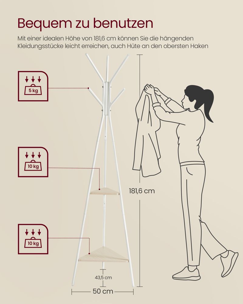 Garderobestandaard met Houten Legplanken – Minimalistisch Design – Stabiel & Ruimtebesparend
