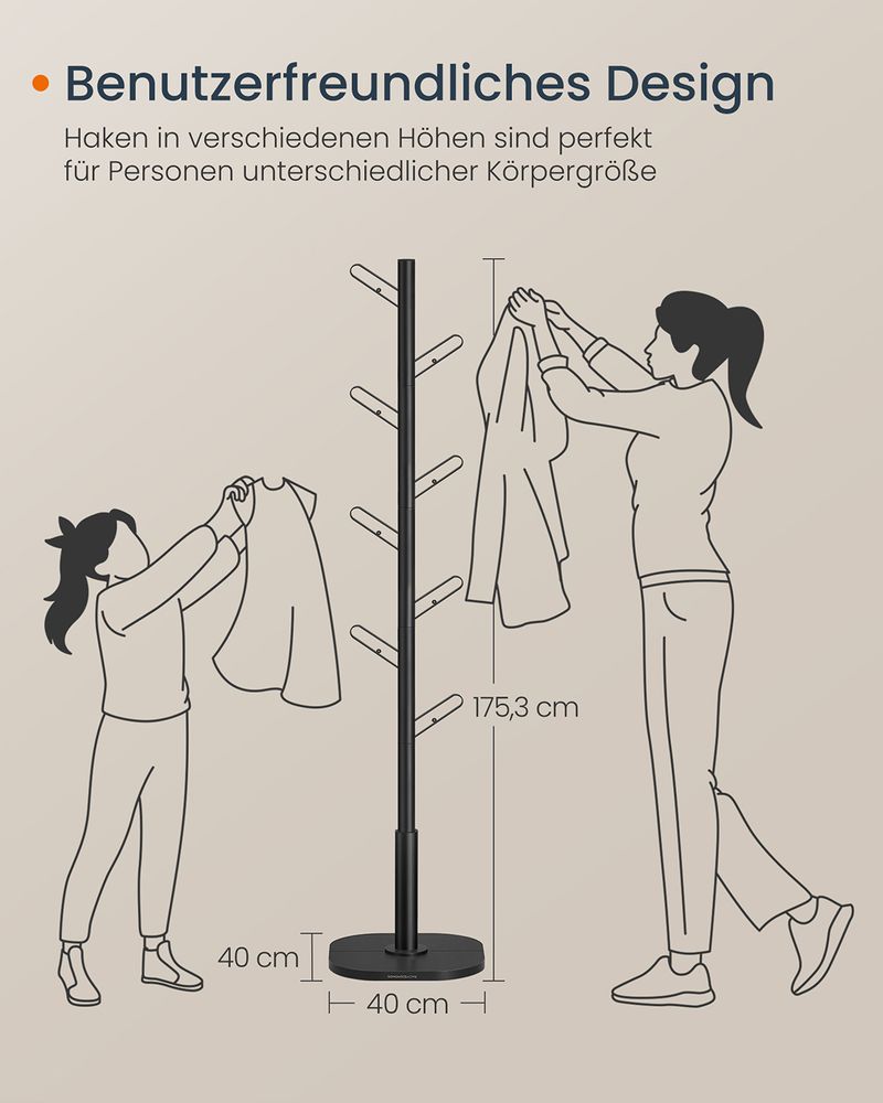 Vrijstaande Kapstok in Cactusvorm – Metaal en MDF – 175 cm Hoog – Voor Jassen, Tassen, Sjaals en Meer